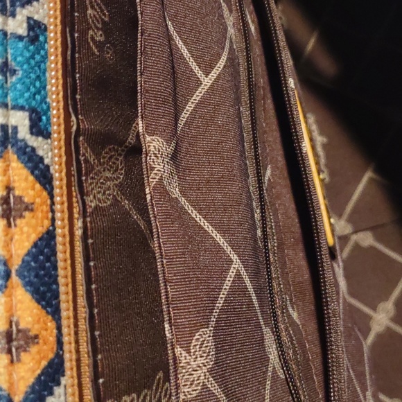 Wrangler XL canvas tote bag. Laptop carrier. Gold turquoise navy western NWT - Picture 5 of 9